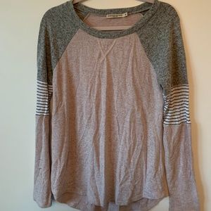 Purple long sleeve with patterned sleeves